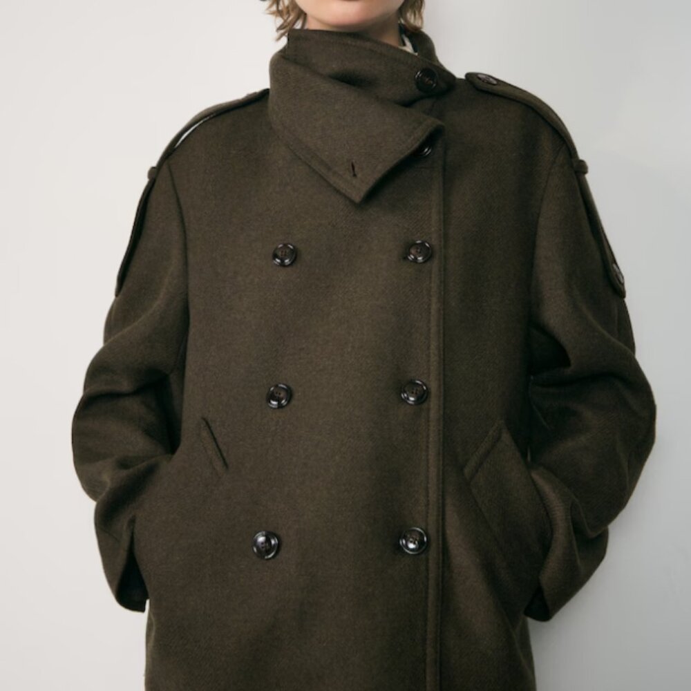 Mango Italian Wool Coat - Double Breasted